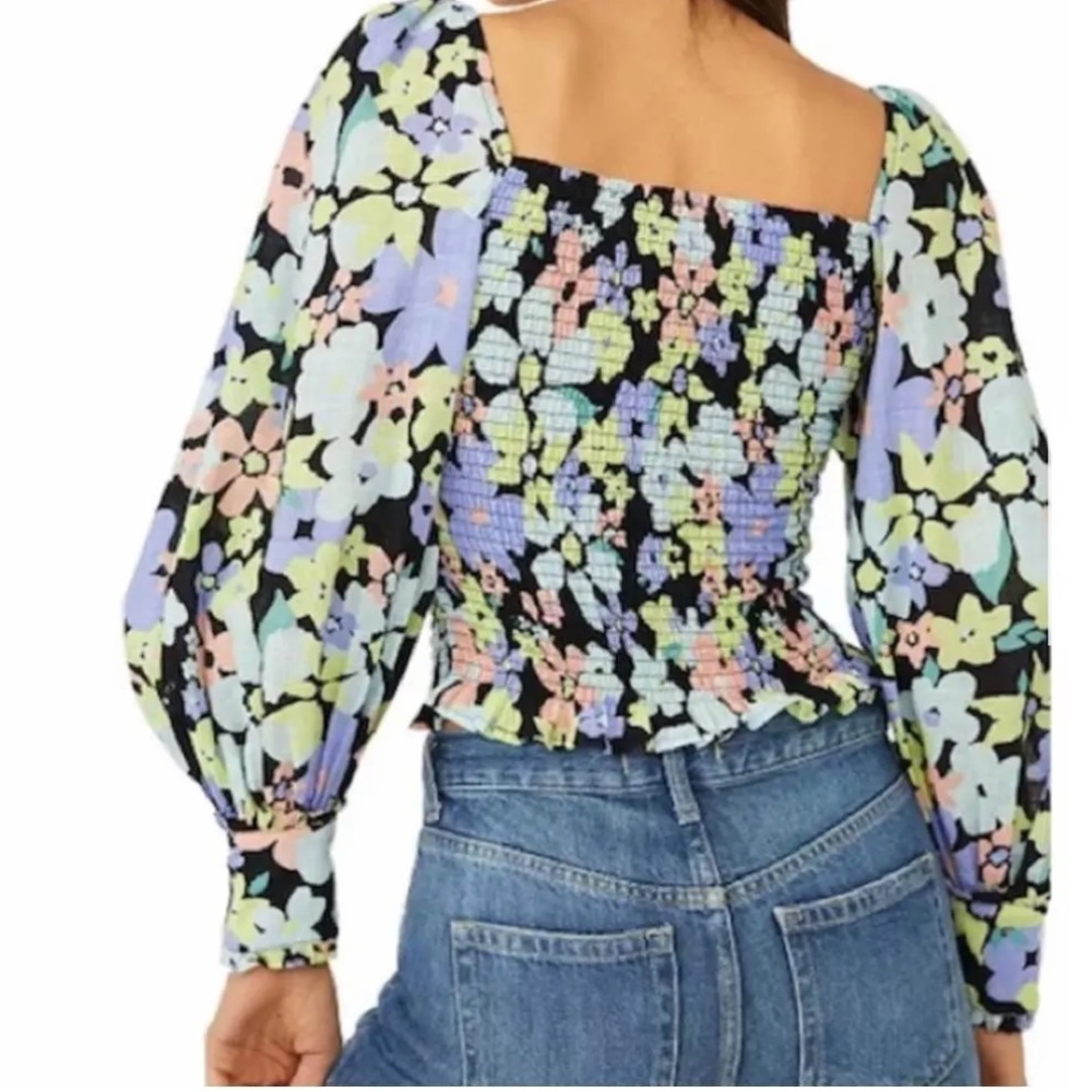 Free People Ariana Floral Print Puff Sleeve Top S - Picture 9 of 9